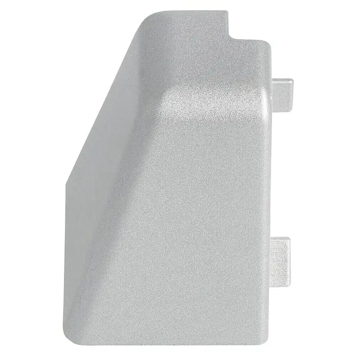 LOGOCLIC Außenecke K40 C - Silber, 2 Stk., Passend für: LOGOCLIC Sockelleiste K40 C - Ein silberfarbenes Endstück, das sich ideal als Ersatzteil oder Zubehör für verschiedene Anwendungen eignet.