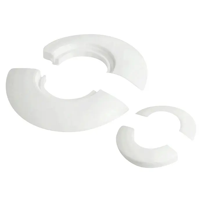 LOGOCLIC Rohrrosette - Weiß, 2 Stk., Kunststoff - Weißer Rohrabdeckring-Satz aus Kunststoff. Erhältlich in verschiedenen Größen zur Abdeckung von Rohren und zur Verschönerung von Räumen mit Stil.