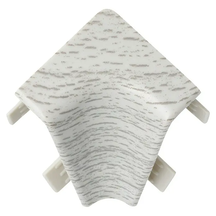 LOGOCLIC Innenecke K40 C - Buche Grau, 2 Stk., Passend für: LOGOCLIC Sockelleiste K40 C - Weiße Viertelkreis-Eckverbindung mit Holzmaserung für eine saubere und stilvolle Wanddekoration. Ideal für Fußleisten.