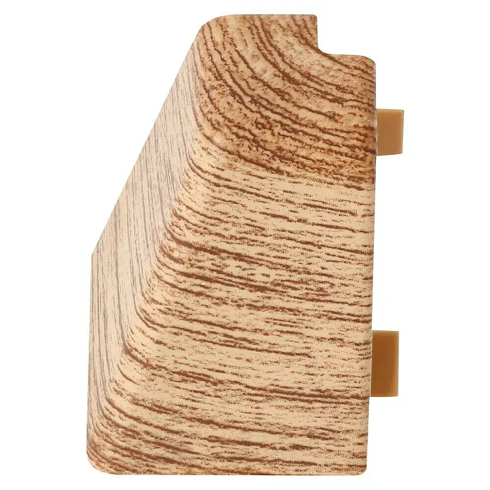 LOGOCLIC Außenecke K40 C - Birke, 2 Stk., Passend für: LOGOCLIC Sockelleiste K40 C - Detailaufnahme eines stilvollen Fußleisten-Eckstücks in Holzoptik. Ideal für die elegante Gestaltung von Übergängen im Innenbereich.