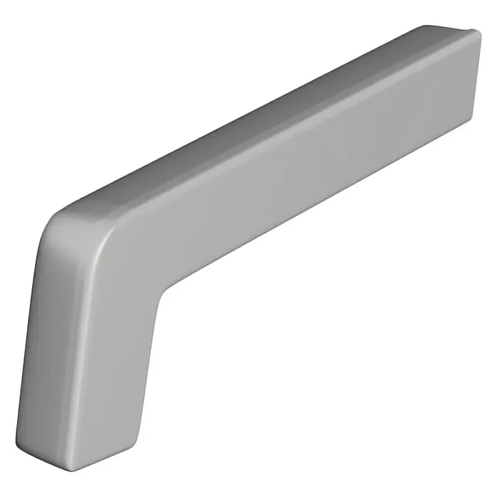 Sarei Seitenteil - PVC, Grau, 225 x 30 x 40 mm, 2 Stk. - Nahaufnahme eines modernen, grauen Möbelgriffs mit klaren Linien und abgerundeten Ecken, ideal für zeitgemäße Designs.