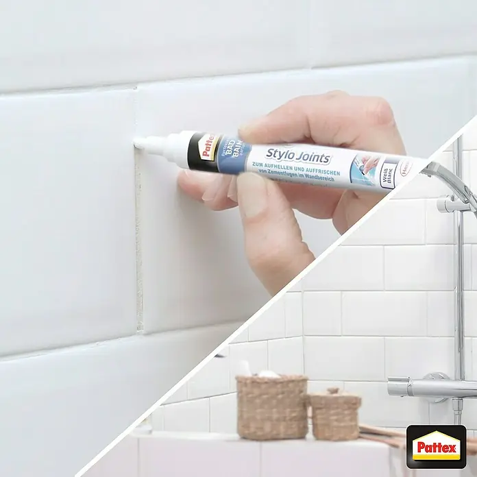 Pattex Fugenstift Perfektes Bad - Weiß, 7 ml - Frischen Sie Fugen mit dem Pattex Stylo Joints Fugenstift auf, für ein sauberes und helles Badezimmer.