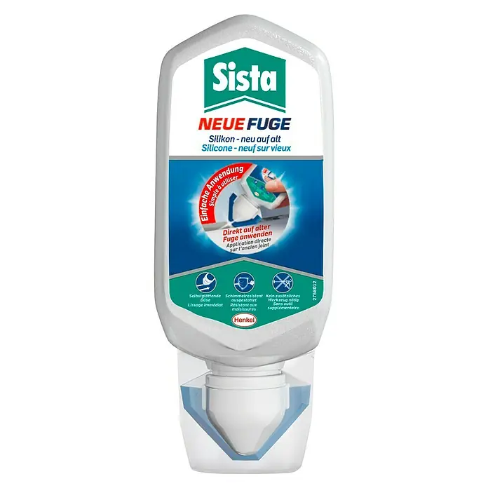 Sista Silikon Neue Fuge - Grau, 80 ml - Sista Neue Fuge Silikon, ideal zum direkten Auftragen auf alte Fugen. Selbstglättend, schimmelresistent und ohne zusätzliches Werkzeug.