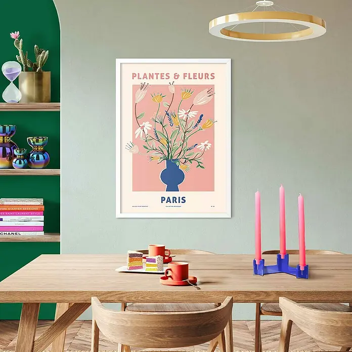Reinders Bild Modern Frame - Blue Vase, B x H: 50 x 70 cm - Das Pflanzen- und Blumenaffiche "Paris" mit Blumen in einer blauen Vase verleiht jedem Raum einen Hauch von Eleganz und Farbe.
