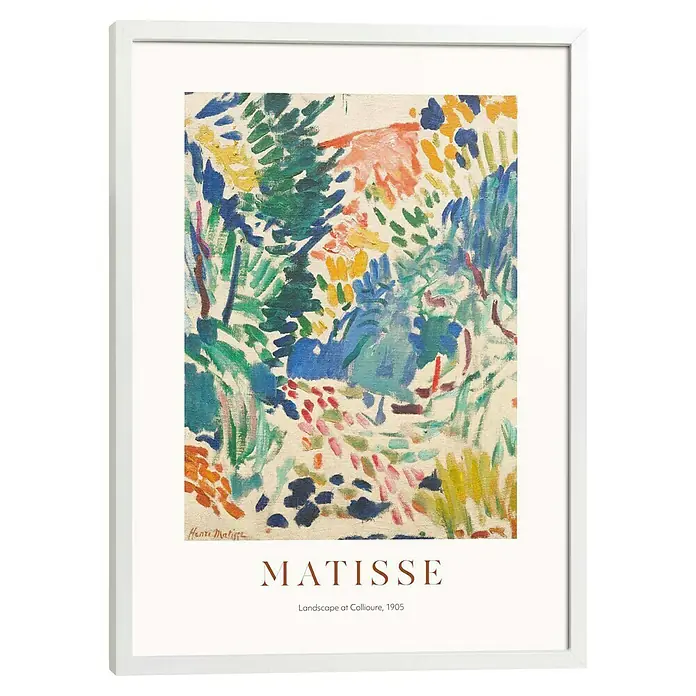 Reinders Bild Modern Frame - Matisse Primary Garden, B x H: 50 x 70 cm - Gerahmter Druck von "Landschaft in Collioure, 1905" von Henri Matisse, ein lebendiges und farbenfrohes Kunstwerk.