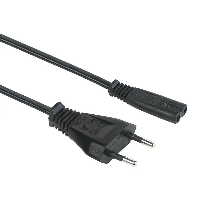 Schwaiger Netzkabel - Schwarz, 1 x Kaltgerätebuchse - Schwarzes Netzkabel mit Eurostecker und Stecker Typ C7 für elektronische Geräte.