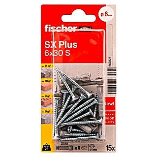 Fischer Taco universal SX Plus (Ø x L: 6 x 30 mm, Nylon, 15 ud.)
