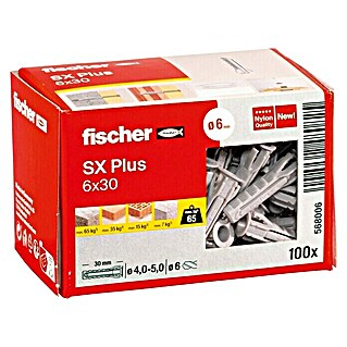 Fischer Set de tacos SX Plus (Ø x L: 6 x 30 mm, Nylon, 100 ud.)