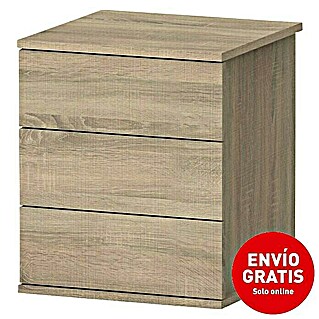 Muebles Pitarch Mesita de noche Dana (L x An x Al: 40 x 41 x 48,5 cm, Roble cambrian, Número de cajones: 3 ud.)