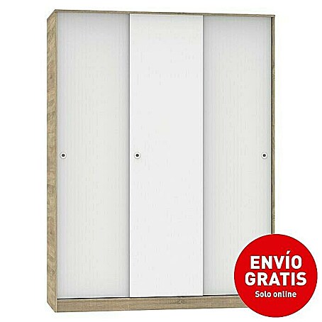 Muebles Pitarch Tibet Armario de puertas correderas (L x An x Al: 55 x 150 x 200 cm, Blanco/Roble cambrian)