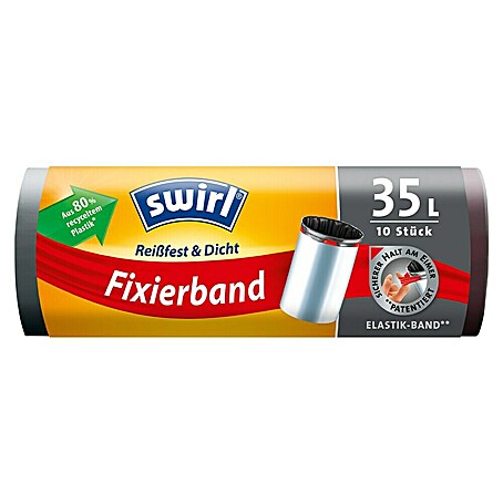 Swirl Müllbeutel Reißfest & Dicht (35 l, 10 Stk., Schwarz)