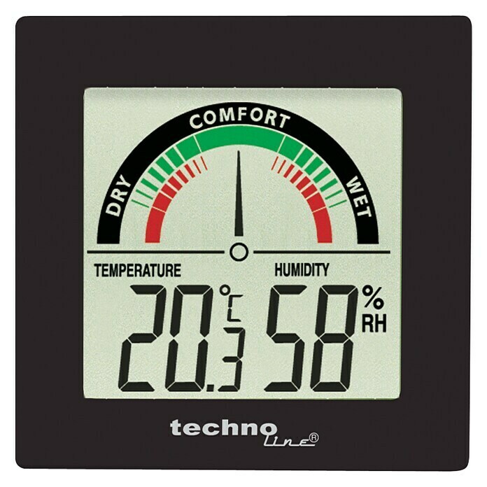 Thermo-HygrometerDigital, Breite: 88 mm Front View