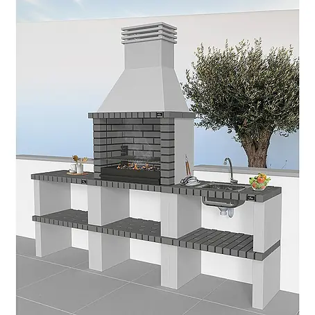Barbacoa con chimenea Alvor con mesa lateral y fregadero