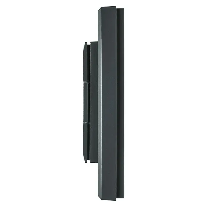 Homematic IP Funk-Wandtaster HmIP-WRC6-A - Batteriebetrieben, Anthrazit, 22 x 86 x 86 mm - Nahaufnahme eines modernen, grauen Heizkörpers mit vertikalen Paneelen und minimalistischem Design.