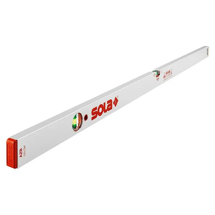 Sola Wasserwaage AZB - Länge: 120 cm, Anzahl Libellen: 2 Stk. - Eine Solatronic AZB 120 cm Wasserwaage mit präziser Libelle und robustem Aluminiumprofil für genaue Messungen im Bauwesen.