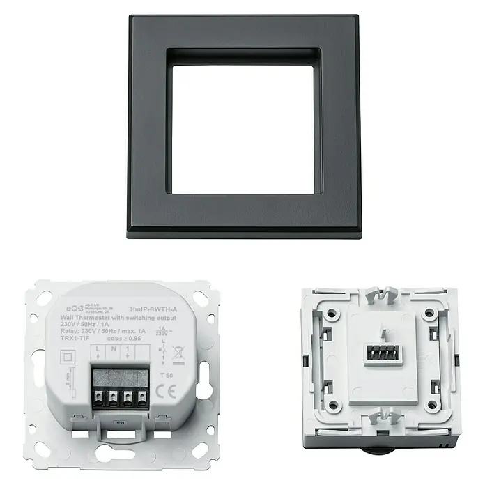 Homematic IP Funk-Raumthermostat HmIP-BWTH-A - Netzbetrieben, 230 V, 54 x 86 x 86 mm, Anthrazit - Das EQ-3 HmIP-BWTH-A Wandthermostat mit Schaltausgang, ideal für die präzise Temperaturregelung in Ihrem Zuhause.