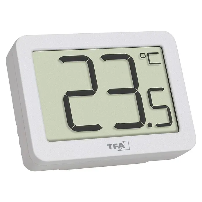 TFA Dostmann Innen-Thermometer - Digital, L x B x H: 55 x 15 x 40 mm, Weiß - Innenraum-Thermo-Hygrometer mit präziser Temperaturanzeige (23,5°C) für ein angenehmes Raumklima. Von TFA Dostmann.