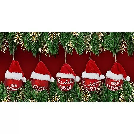 Weihnachtskugeln Mit Weihnachtsmütze