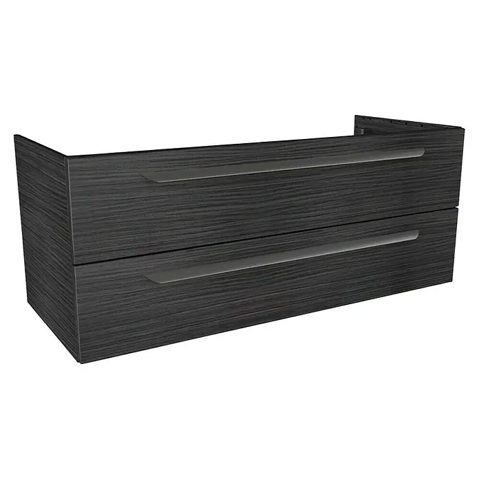 Lanzet M9 Badmöbel-Set M912D1 - 119,2 cm, Dark Oak - Schwarzer Waschtischunterschrank mit zwei Schubladen und schlichten Griffen. Elegantes Design für moderne Badezimmer.
