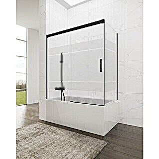 GME Panel lateral Basic (L x Al: 75 x 150 cm, Negro, Vidrio serigrafiado, Específico para: Mamparas frontales para bañera Basic )