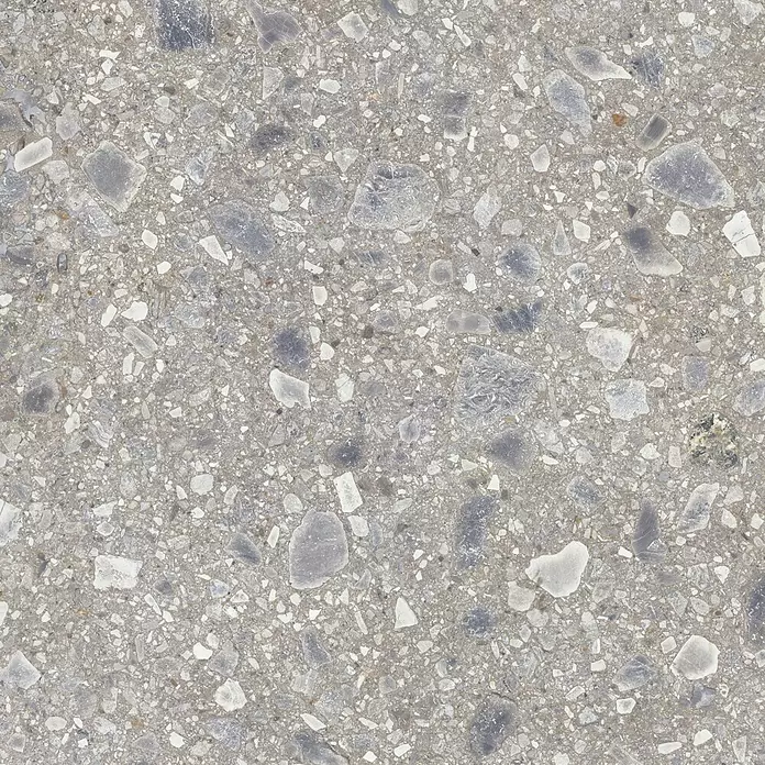 Feinsteinzeugfliese Terrazzo Ceppo - 119,7 x 119,7 cm, Silber, Matt - Farbmuster