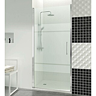 GME Mampara de ducha frontal Open Combi B (90 x 195 cm, Plata brillo, Vidrio serigrafiado)