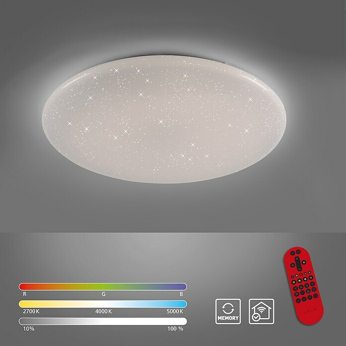 Just Light LED-Deckenleuchte rund LOLAsmart-URANUS (54 W, Ø x H: 69,5 x 8,9 cm, Weiß, RGBW) | BAUHAUS