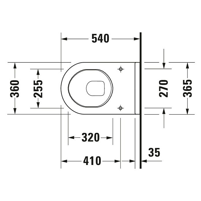 Duravit Starck 3 Wand-WC (Ohne WC-Sitz, Ohne Beschichtung, Tiefspüler, Weiß)