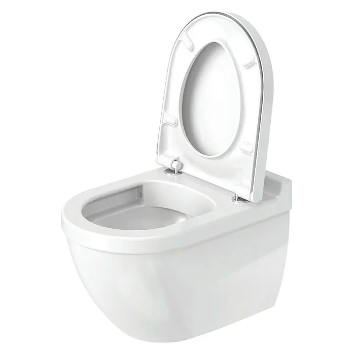 Duravit Starck 3 Wand-WC - Spülrandlos, Mit antibakterieller Glasur, Spülform: Tief, WC Abgang: Waagerecht, Weiß - Elegante, wandhängende Toilette in Weiß mit offenem Sitz. Das moderne Design fügt sich nahtlos in jedes Badezimmer ein.