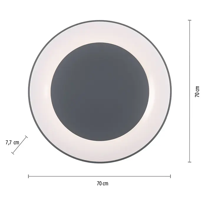 Just Light LED-Deckenleuchte rund ANIKA - 54 W, Ø x H: 70 x 7,7 cm, Grau, Mehrfarbig - Ein grauer LED-Deckenleuchte mit den Maßen 70x70x7,7 cm. Perfekt für moderne Innenräume und bietet eine helle und effiziente Beleuchtung.