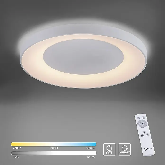 Just Light LED-Deckenleuchte rund ANIKA - 54 W, Ø x H: 70 x 7,7 cm, Weiß, Mehrfarbig - Moderne LED-Deckenleuchte mit Fernbedienung zur Einstellung von Farbtemperatur und Helligkeit für eine individuelle Beleuchtung.