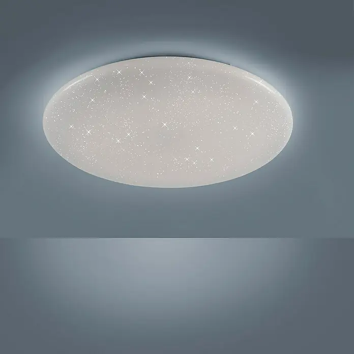 Just Light LED-Deckenleuchte rund LOLAsmart-URANUS - 54 W, Ø x H: 69,5 x 8,9 cm, Weiß, RGBW - Eine moderne runde Deckenleuchte mit Sternenmuster, die ein angenehmes und dekoratives Licht im Raum erzeugt. Ideal für Wohn- und Schlafräume.
