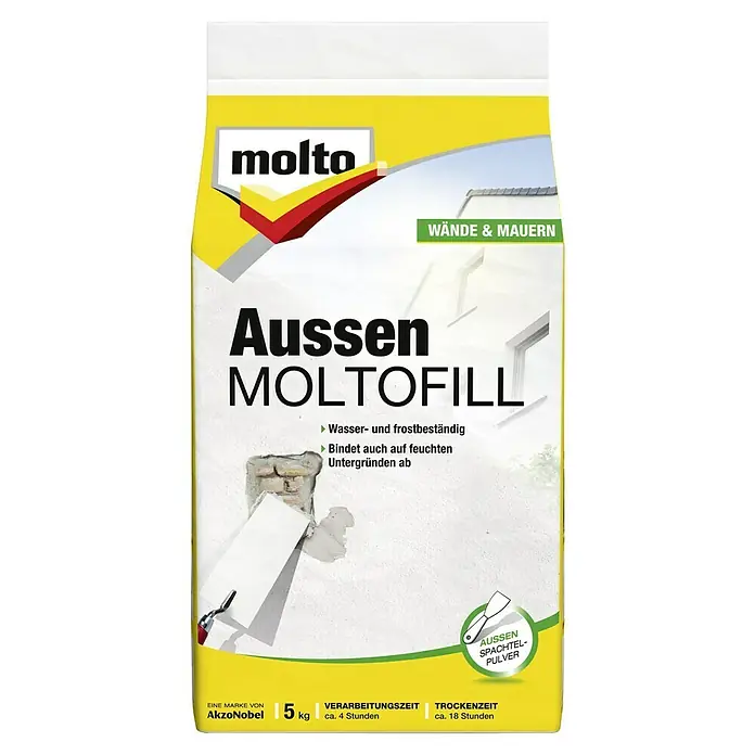 Molto Reparaturspachtel Außen-Moltofill - 5 kg - Abbildung eines Molto Aussen Moltofill-Sackes.