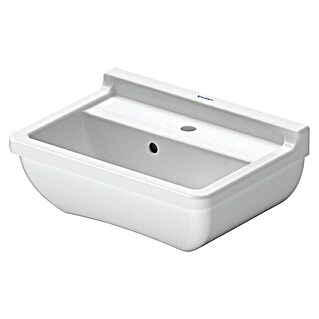 Duravit Starck 3 Waschbecken (45 x 32 cm, Ohne Spezialglasur, Hahnloch: Mitte, Mit Überlauf, Weiß)