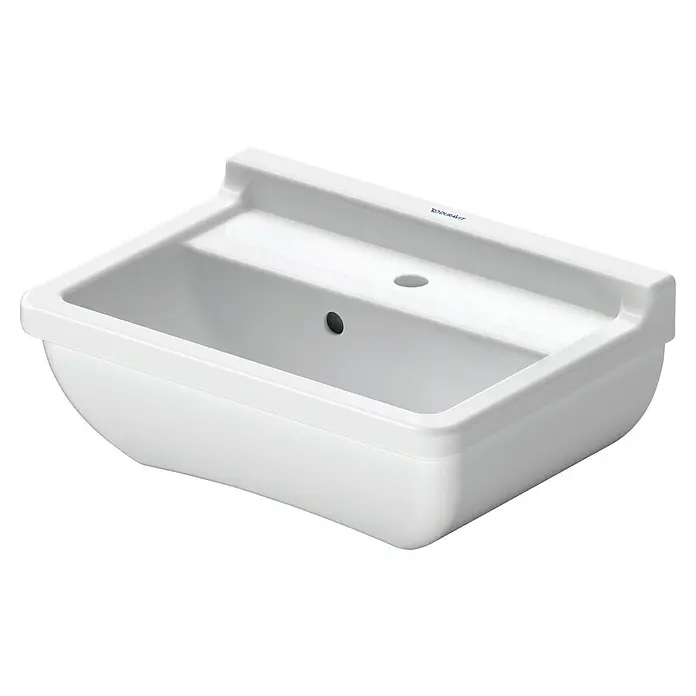Duravit Starck 3 Waschbecken - 45 x 32 cm, Ohne Spezialglasur, Hahnloch: Mitte, Mit Überlauf, Weiß - Elegantes, modernes Waschbecken von Duravit in strahlendem Weiß. Das stilvolle Design macht es zu einem Blickfang in jedem Badezimmer.