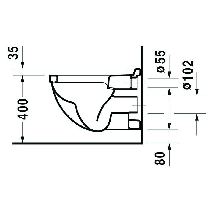 Duravit Starck 3 Wand-WC (Ohne WC-Sitz, Ohne Beschichtung, Tiefspüler, Weiß)