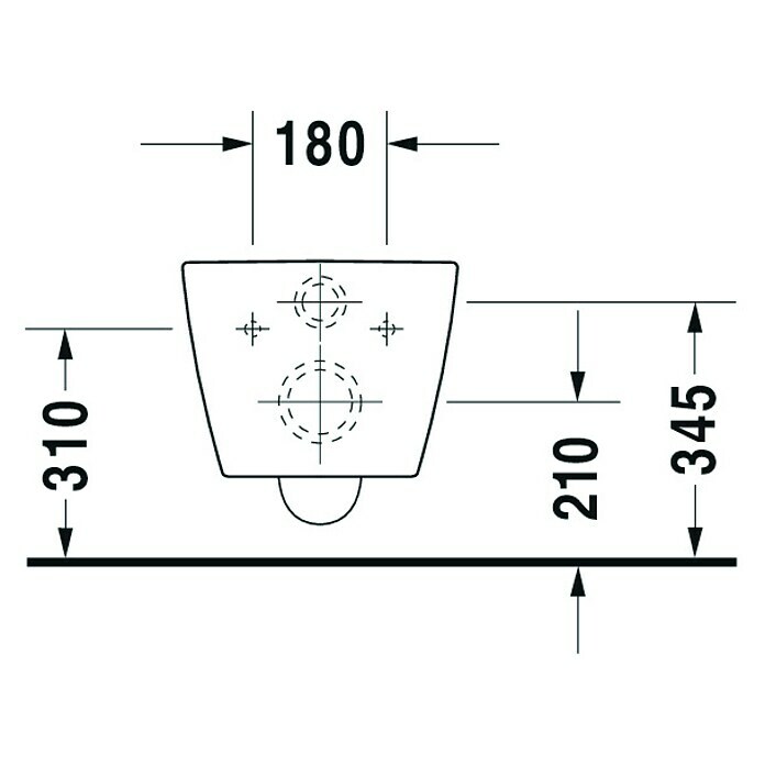 Duravit ME by Starck Spülrandloses Wand-WC (Ohne WC-Sitz, Ohne Beschichtung, Tiefspüler, Weiß)