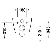 Duravit ME by Starck Spülrandloses Wand-WC Compact (Ohne WC-Sitz, Ohne Beschichtung, Tiefspüler, Weiß)