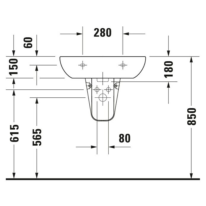 Duravit D-Code Waschtisch (46 x 60 cm, Keramik, Weiß)