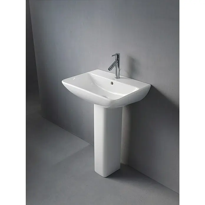 Duravit ME by Starck Waschtisch Typ 2 - 60 x 46 cm, Ohne Spezialglasur, Hahnloch: Mitte, Mit Überlauf, Weiß - Elegantes Standwaschbecken in Weiß mit modernem Chromhahn, ideal für stilvolle Badezimmer. Das Waschbecken besticht durch sein minimalistisches Design.