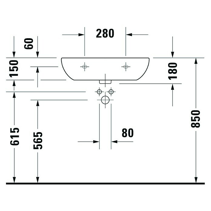 Duravit D-Code Waschtisch (46 x 60 cm, Keramik, Weiß)