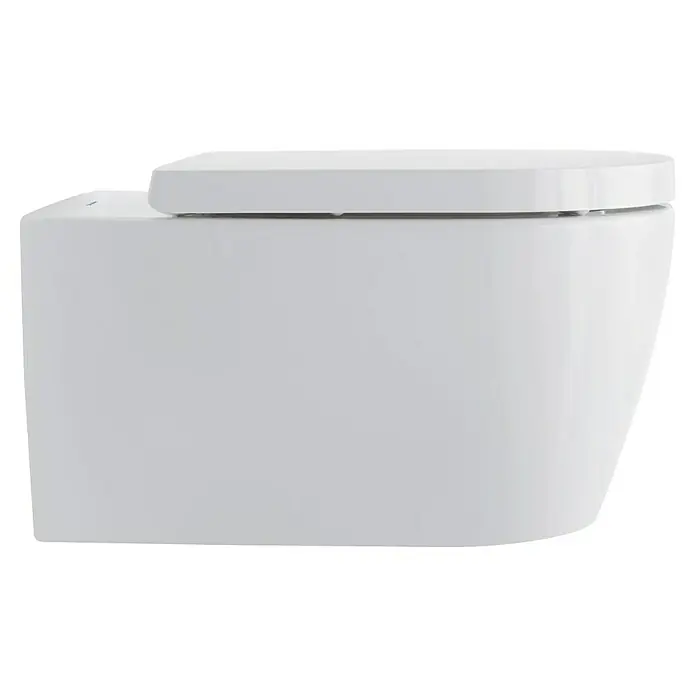 Duravit ME by Starck Wand-WC-Set Typ 1 - Spülrandlos, Ohne Spezialglasur, Spülform: Tief, WC Abgang: Waagerecht, Weiß - Eine moderne, wandhängende Toilette in Weiß, die ein stilvolles und platzsparendes Design für jedes Badezimmer bietet.