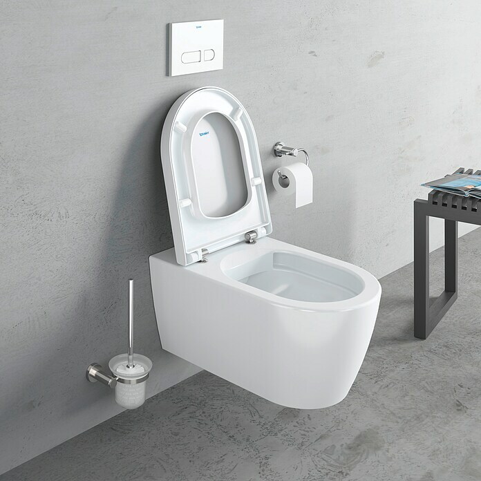 Duravit ME by Starck Spülrandloses Wand-WC (Ohne WC-Sitz, Ohne Beschichtung, Tiefspüler, Weiß)