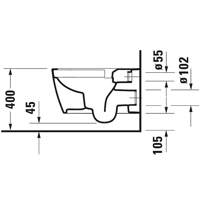 Duravit ME by Starck Spülrandloses Wand-WC (Ohne WC-Sitz, Ohne Beschichtung, Tiefspüler, Weiß)