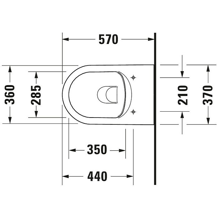 Duravit ME by Starck Spülrandloses Wand-WC (Ohne WC-Sitz, Ohne Beschichtung, Tiefspüler, Weiß)