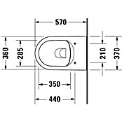 Duravit ME by Starck Spülrandloses Wand-WC (Ohne WC-Sitz, Ohne Beschichtung, Tiefspüler, Weiß)