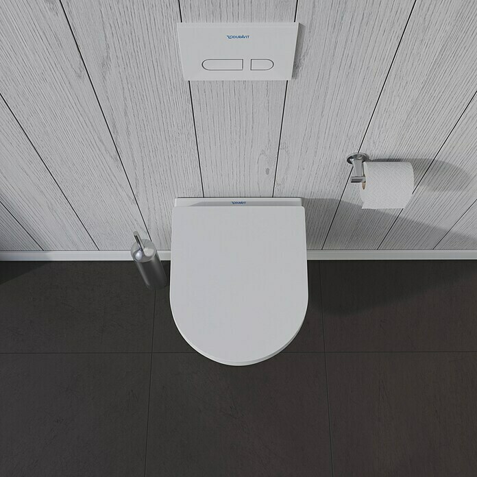 Duravit ME by Starck Spülrandloses Wand-WC Compact (Ohne WC-Sitz, Ohne Beschichtung, Tiefspüler, Weiß)