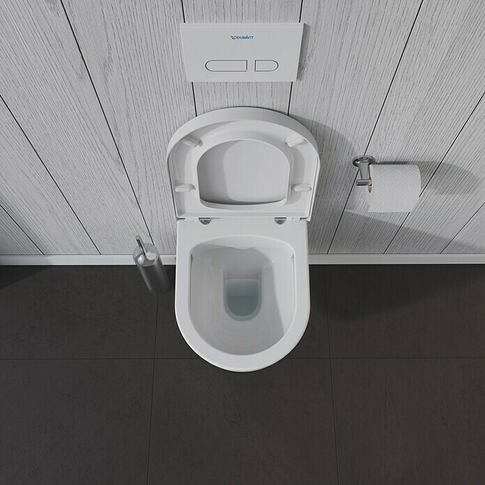 Duravit ME by Starck Spülrandloses Wand-WC Compact (Ohne WC-Sitz, Ohne Beschichtung, Tiefspüler, Weiß)