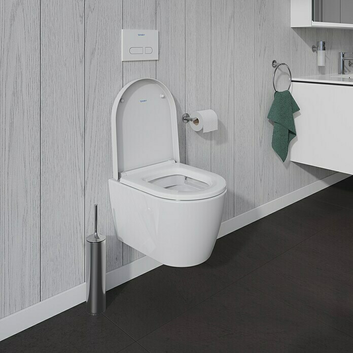 Duravit ME by Starck Spülrandloses Wand-WC Compact (Ohne WC-Sitz, Ohne Beschichtung, Tiefspüler, Weiß)