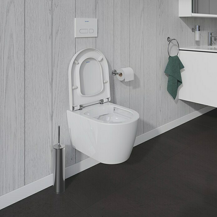 Duravit ME by Starck Spülrandloses Wand-WC Compact (Ohne WC-Sitz, Ohne Beschichtung, Tiefspüler, Weiß)